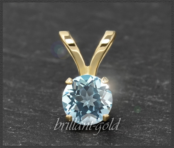 Anhänger 585 Gold Topas hellblau, 4,5,6,7mm